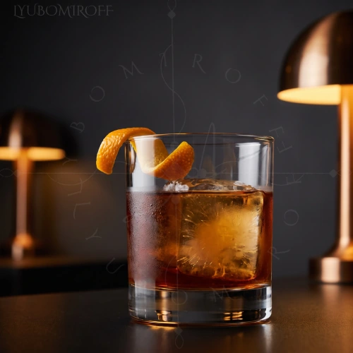 Amber & Honey Old Fashioned cocktail with LYUBOMIROFF Apple Liqueur