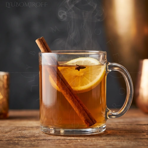 Amber Orchard Hot Toddy cocktail with LYUBOMIROFF Apple Liqueur