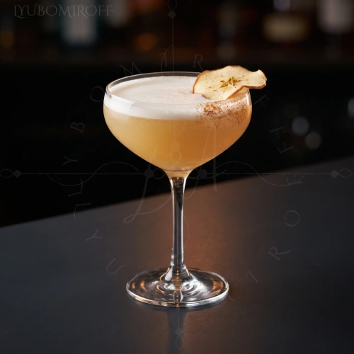 Amber Orchard Sour cocktail with LYUBOMIROFF Apple Liqueur