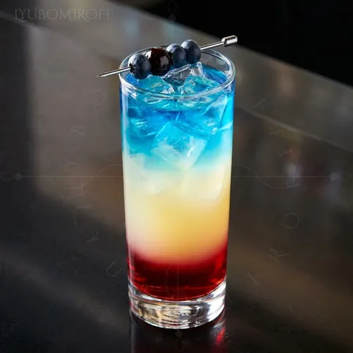 Blue Over Red Highball cocktail made with LYUBOMIROFF Cranberry Liqueur
