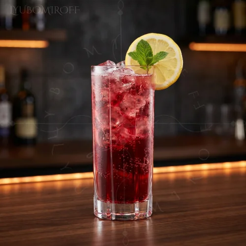 Cranberry Collins cocktail made with LYUBOMIROFF Cranberry Liqueur