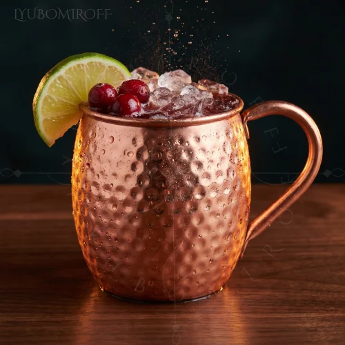 Cranberry Mule cocktail made with LYUBOMIROFF Cranberry Liqueur