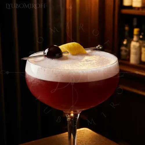 Firecracker Cherry Sour cocktail made with LYUBOMIROFF Cherry Liqueur