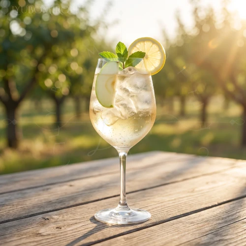 Golden Orchard Spritz cocktail made with LYUBOMIROFF Honey Liqueur