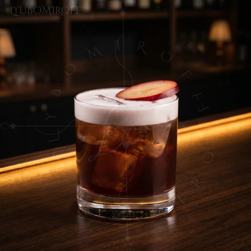 Prune Sour cocktail made with LYUBOMIROFF Prune Liqueur