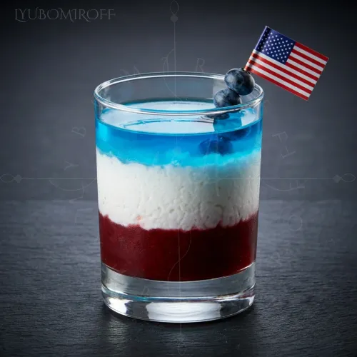 The Signature Red, White & Blue cocktail made with LYUBOMIROFF Cherry Liqueur