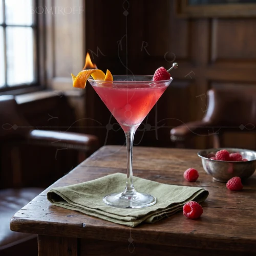 Raspberry Cosmopolitan cocktail made with LYUBOMIROFF Raspberry Liqueur